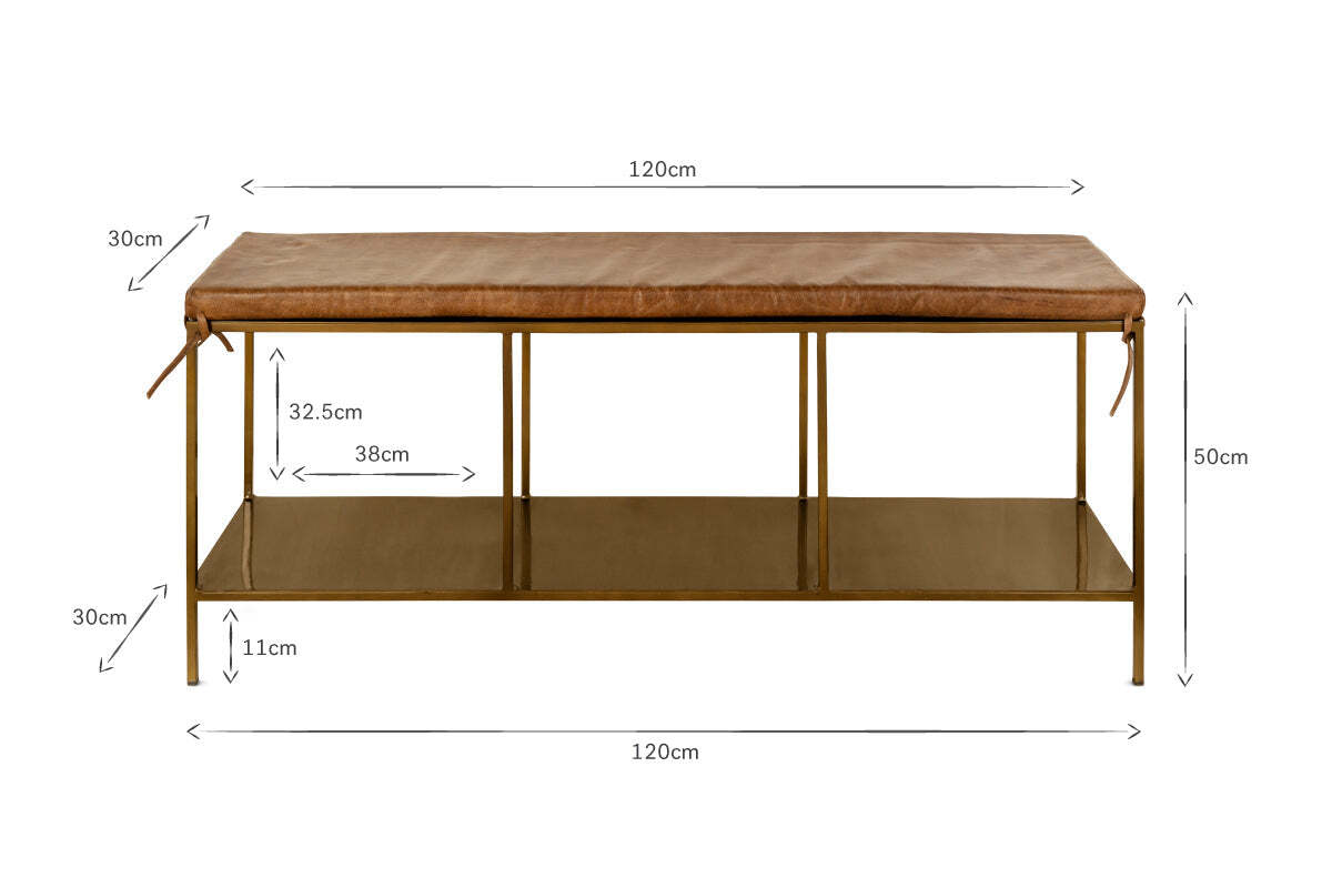 Mahi Iron & Leather Bench