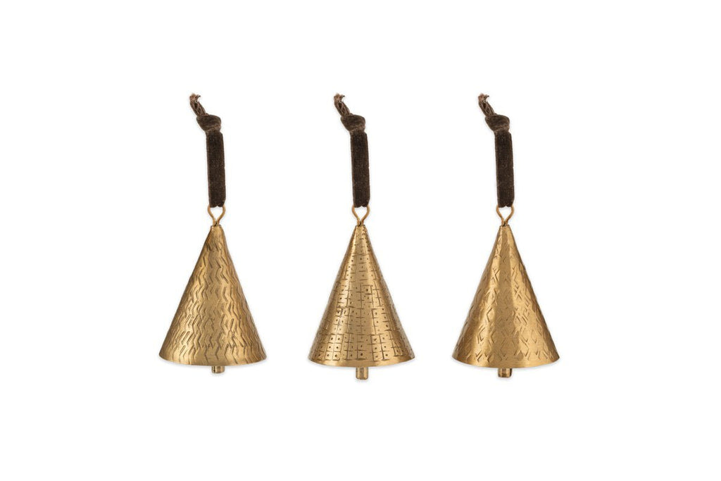 Manya Metal Bell Baubles - Brass - (Set of 3)