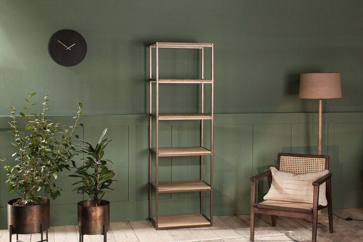 Marjori Mango Wood And Iron Standing Shelves - Narrow