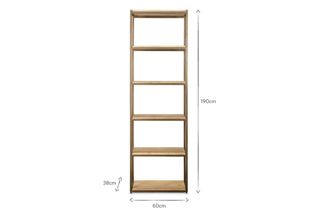Marjori Mango Wood And Iron Standing Shelves - Narrow