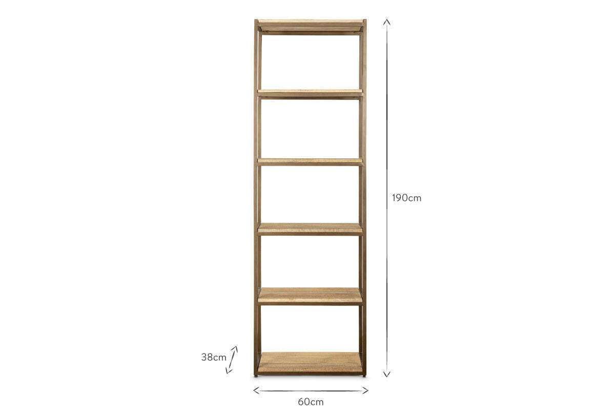 Marjori Mango Wood And Iron Standing Shelves - Narrow
