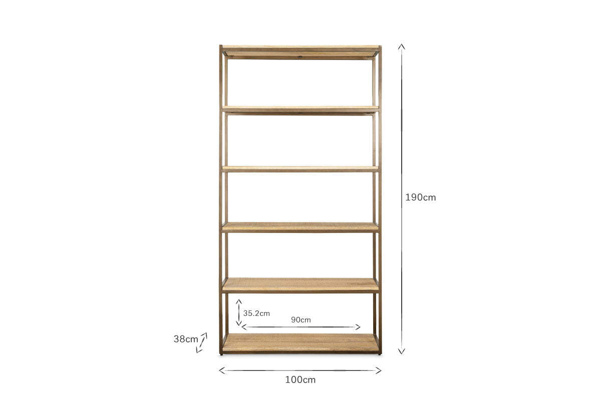 Marjori Mango Wood And Iron Standing Shelves - Wide