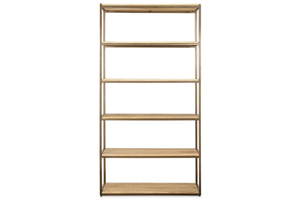 Marjori Mango Wood And Iron Standing Shelves - Wide
