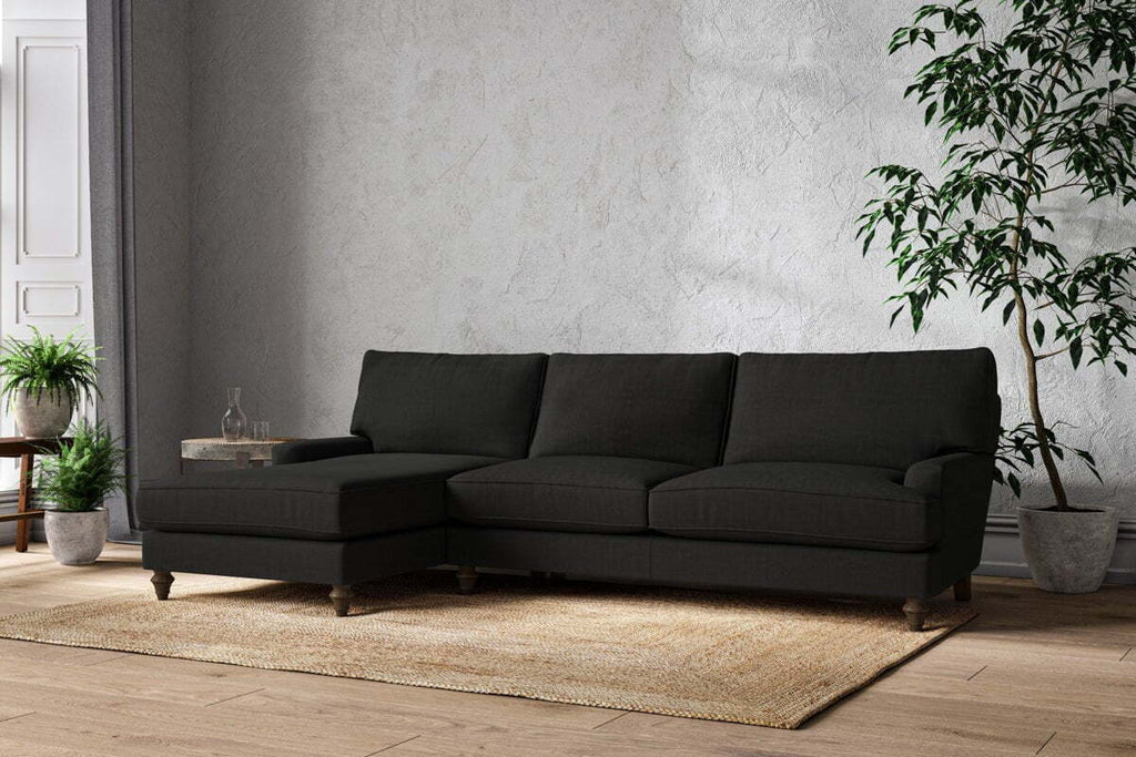Marri Grand Left Hand Chaise Sofa - Brera Linen Charcoal
