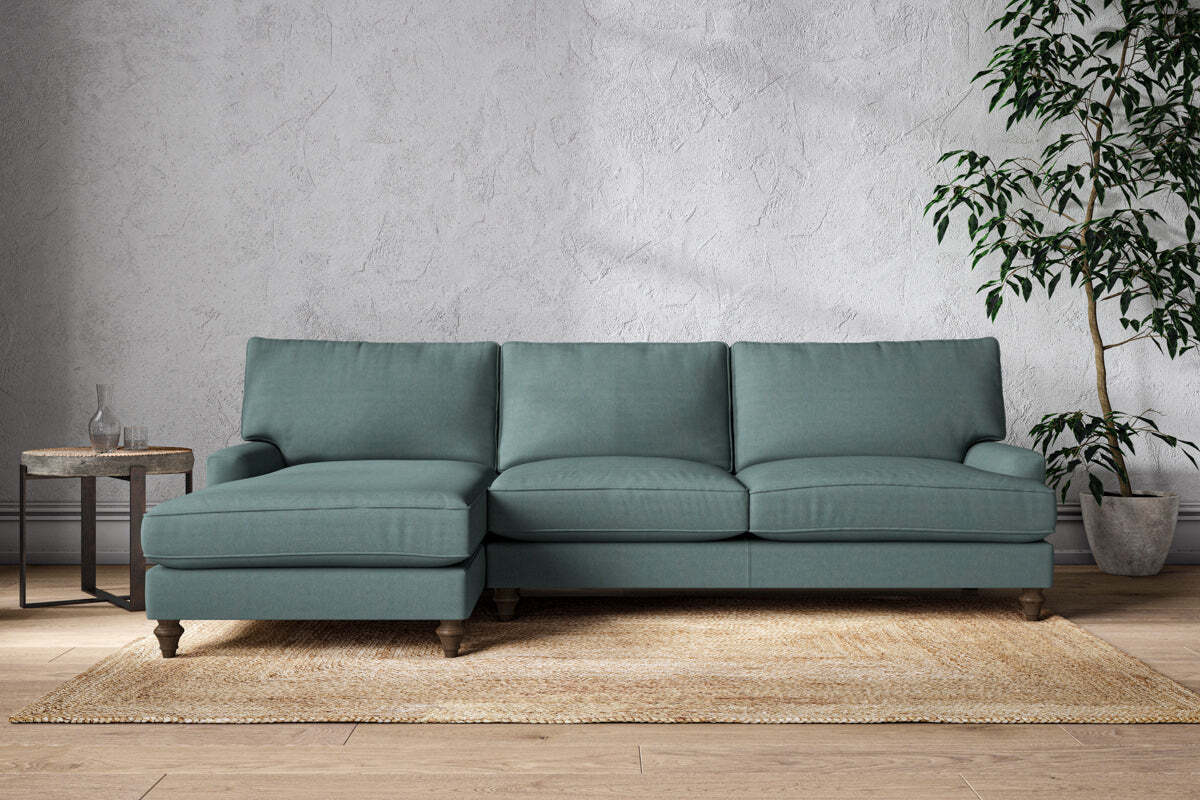 Marri Grand Left Hand Chaise Sofa - Recycled Cotton Airforce
