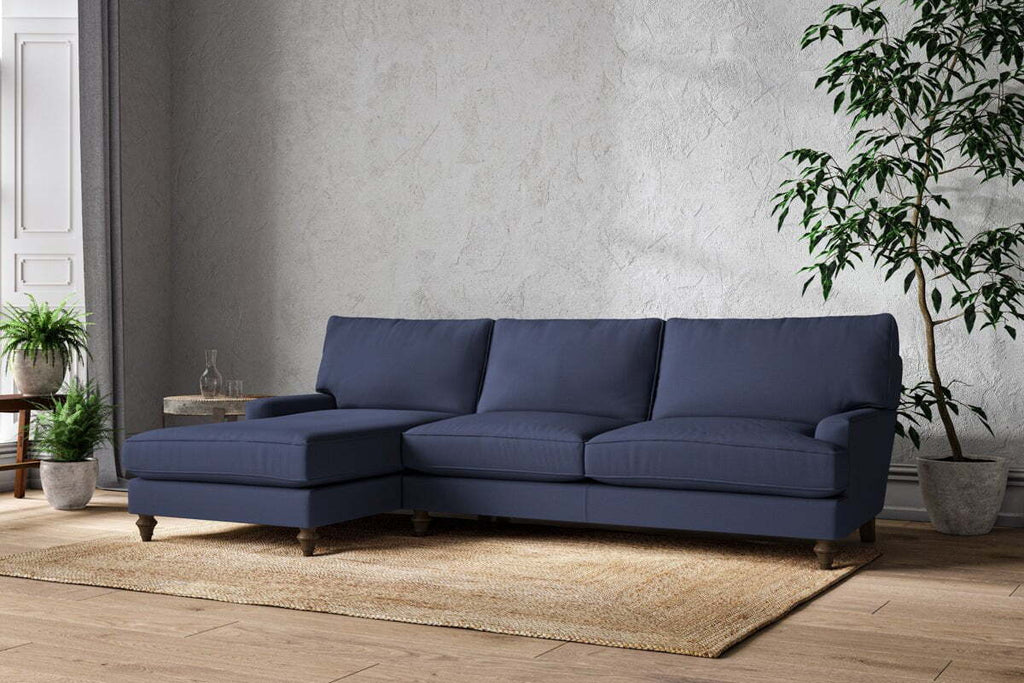 Marri Grand Left Hand Chaise Sofa - Recycled Cotton Navy