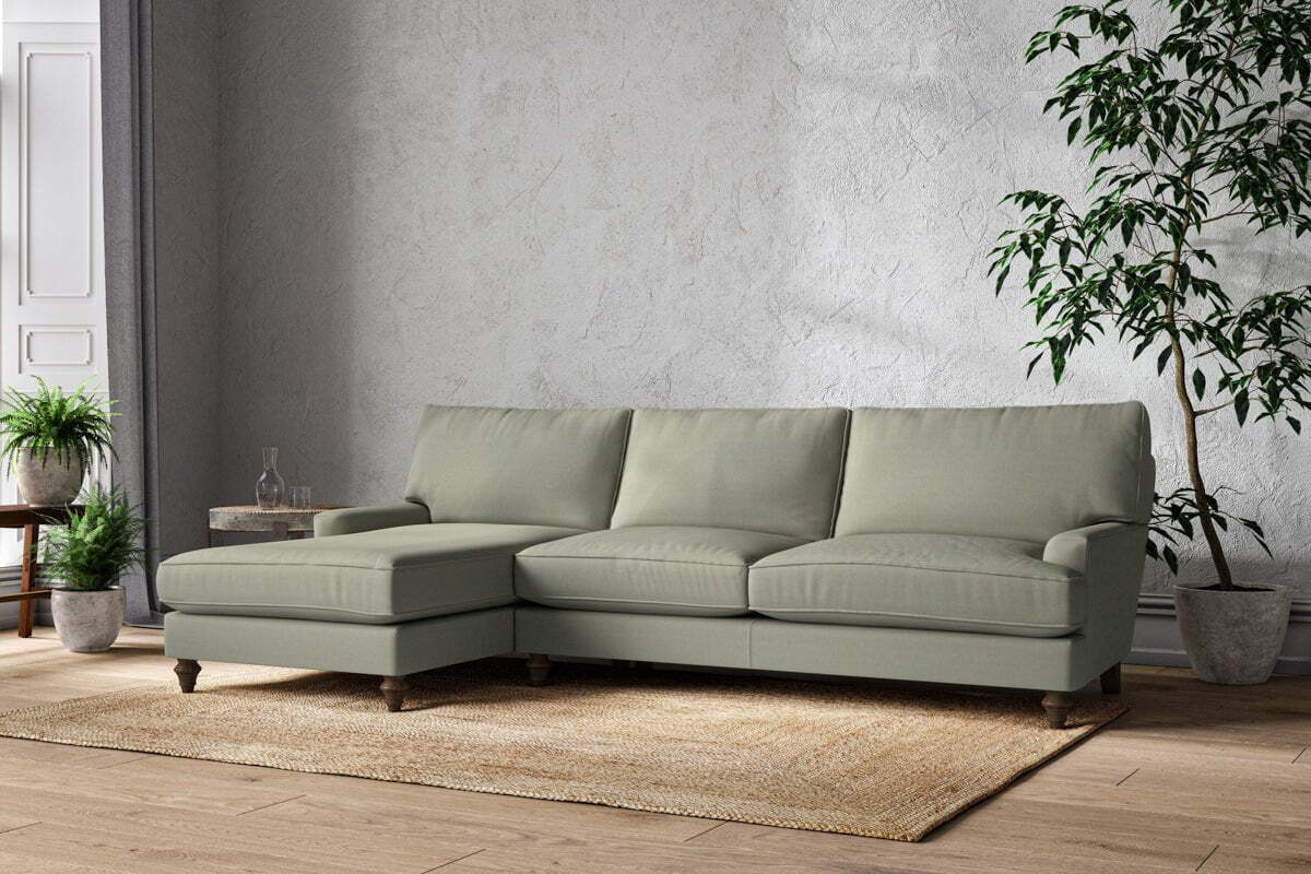Marri Grand Left Hand Chaise Sofa - Recycled Cotton Seaspray