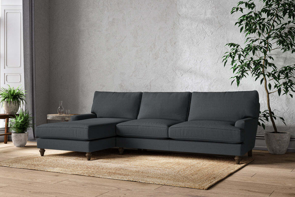 Marri Grand Left Hand Chaise Sofa - Recycled Cotton Thunder