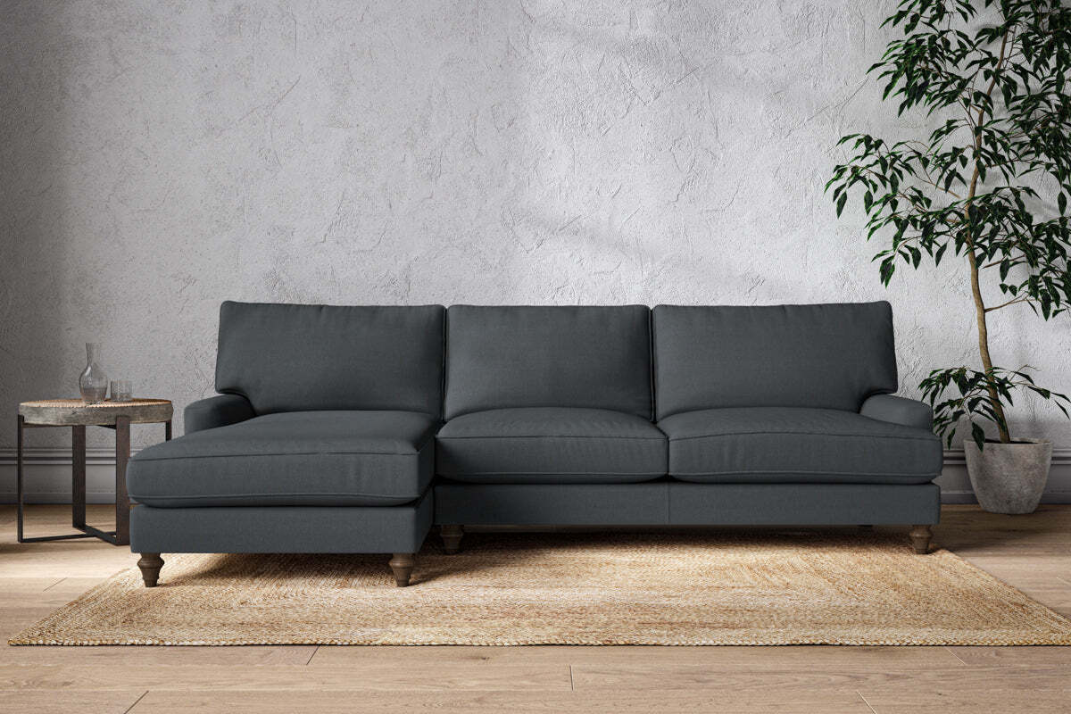 Marri Grand Left Hand Chaise Sofa - Recycled Cotton Thunder