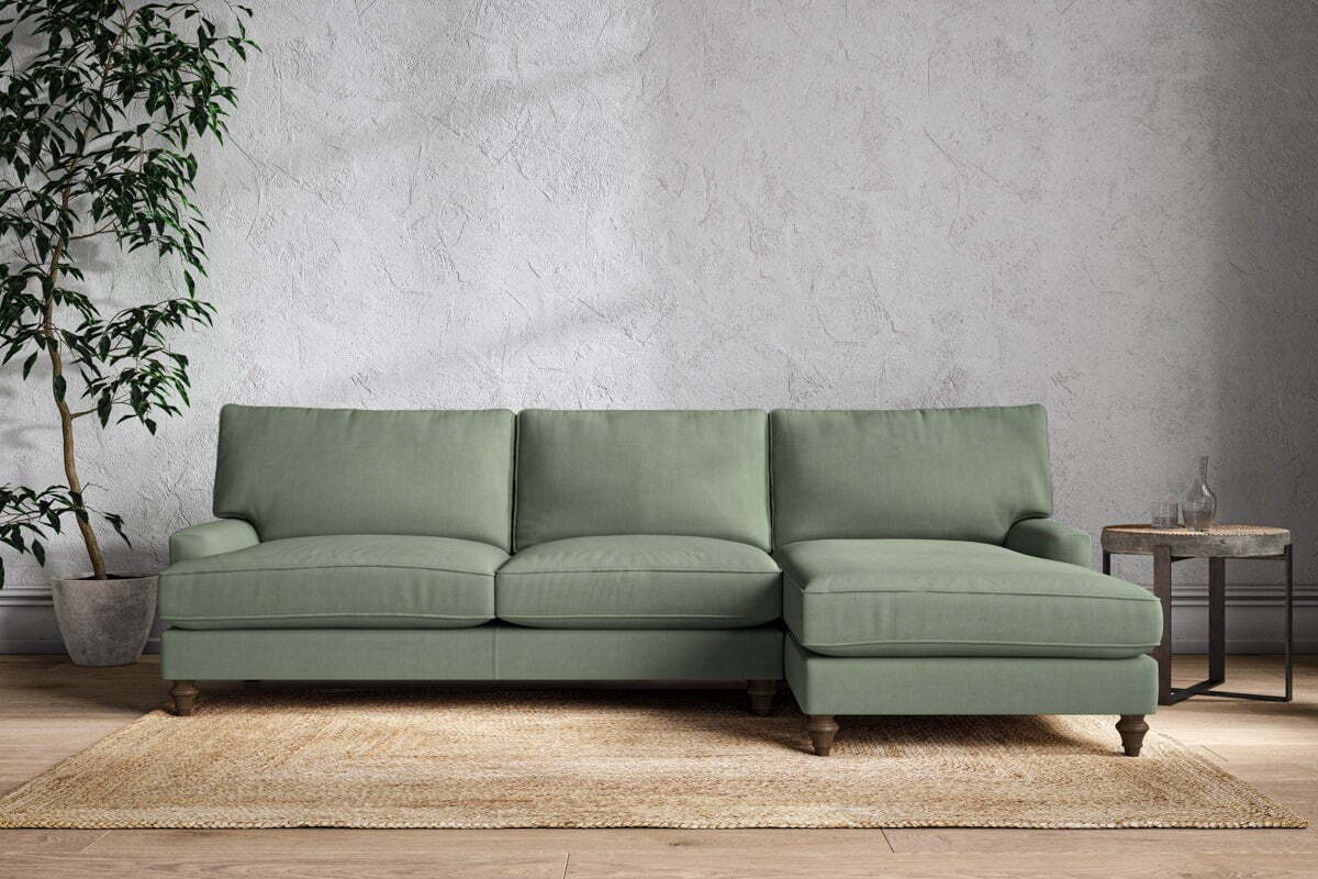 Marri Grand Right Hand Chaise Sofa - Brera Linen Jade