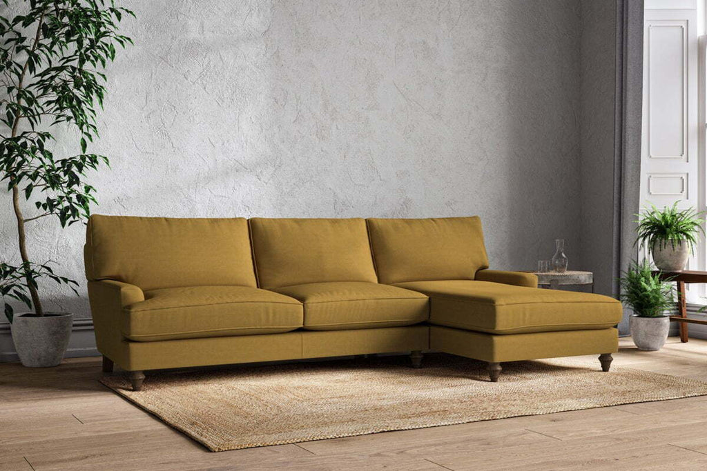 Marri Grand Right Hand Chaise Sofa - Recycled Cotton Ochre