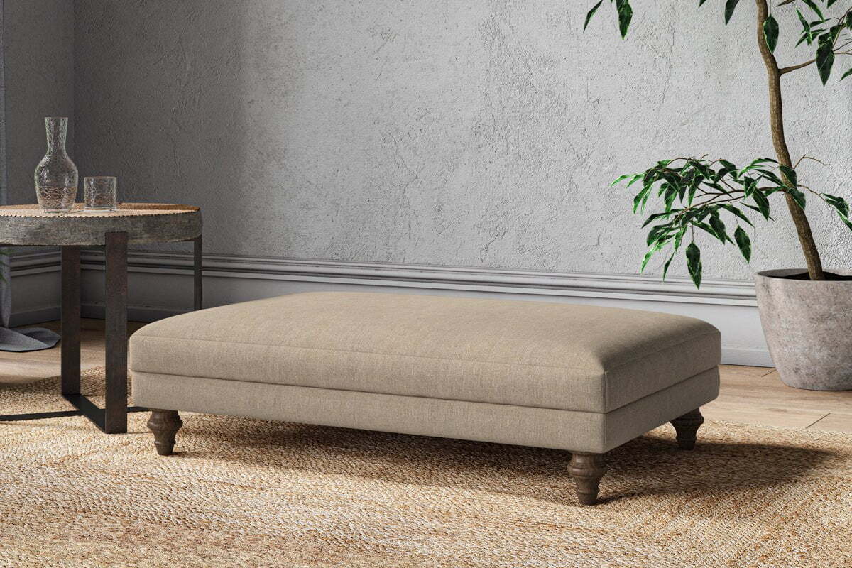 Marri Large Footstool - Brera Linen Pebble