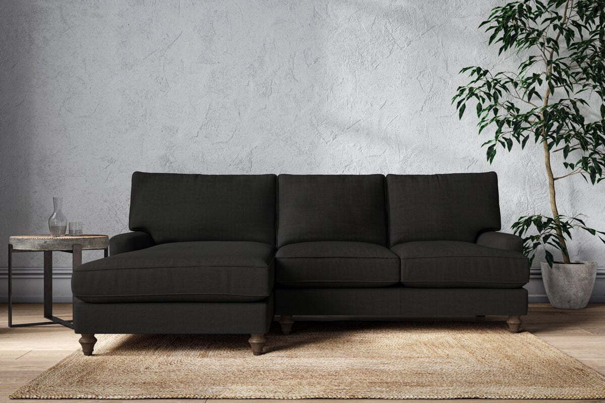 Marri Large Left Hand Chaise Sofa - Brera Linen Charcoal