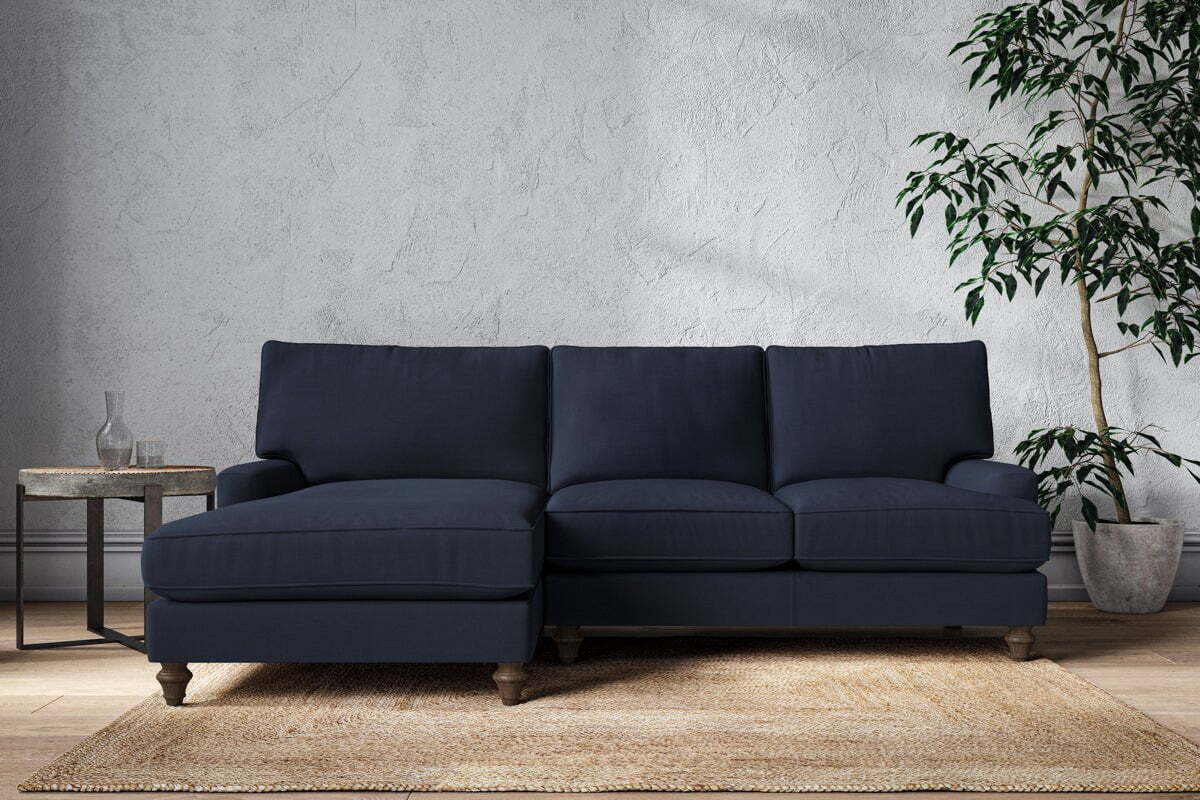 Marri Large Left Hand Chaise Sofa - Brera Linen Indigo