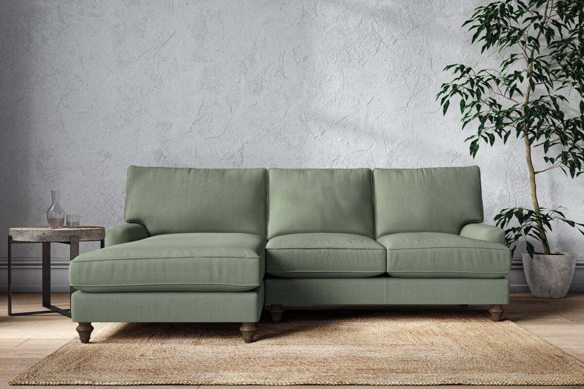 Marri Large Left Hand Chaise Sofa - Brera Linen Jade