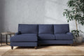 Marri Large Left Hand Chaise Sofa - Recycled Cotton Navy