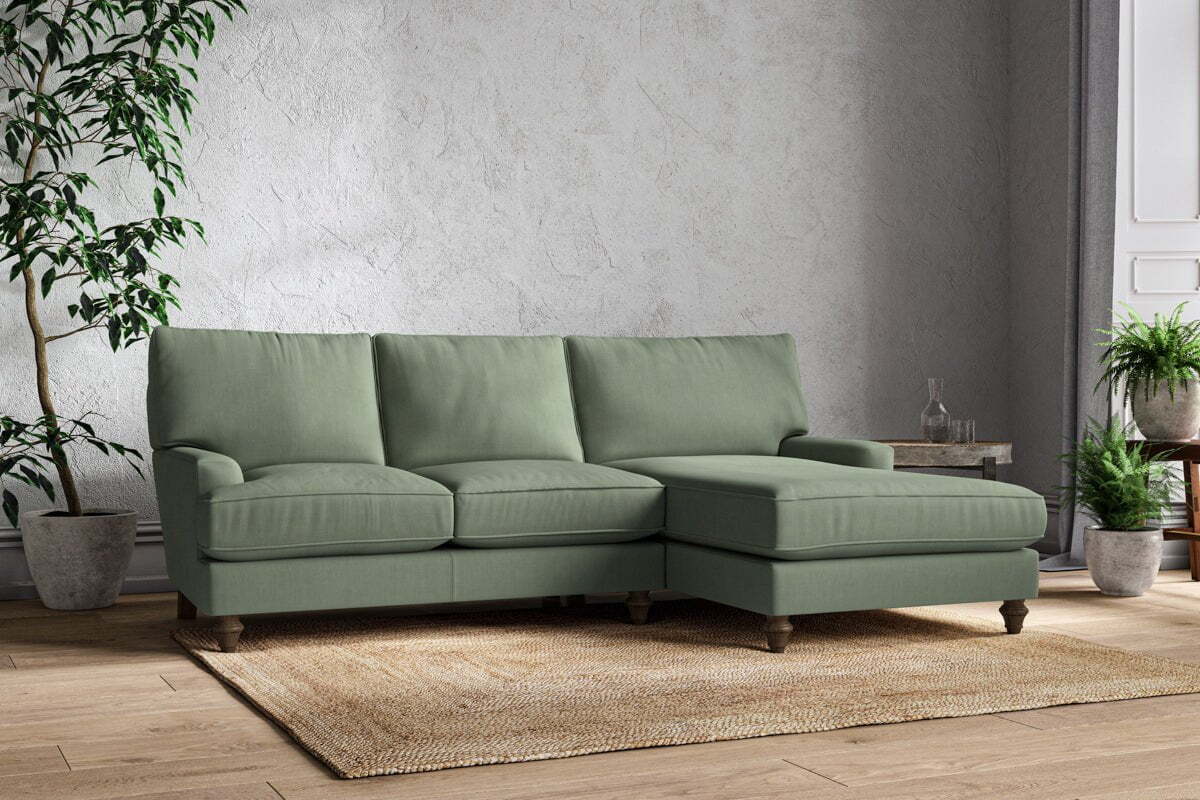 Marri Large Right Hand Chaise Sofa - Brera Linen Jade