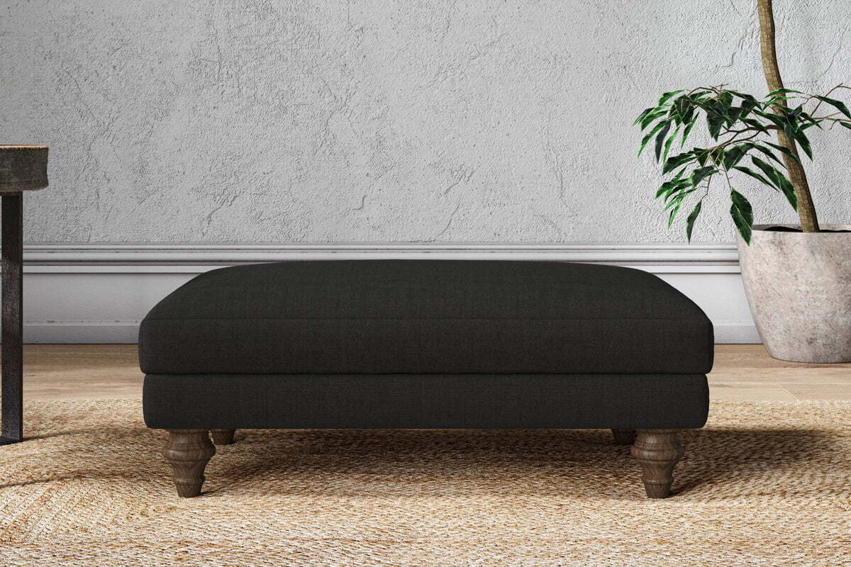 Marri Medium Footstool - Brera Linen Charcoal