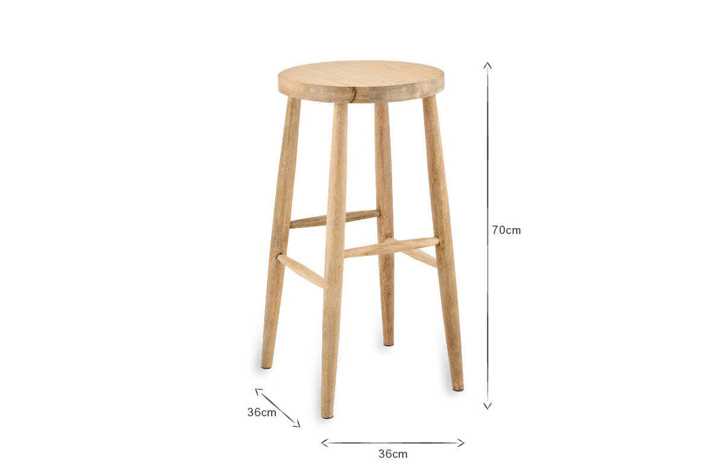 Mengwi Mango Wood Round Bar Stool - Natural