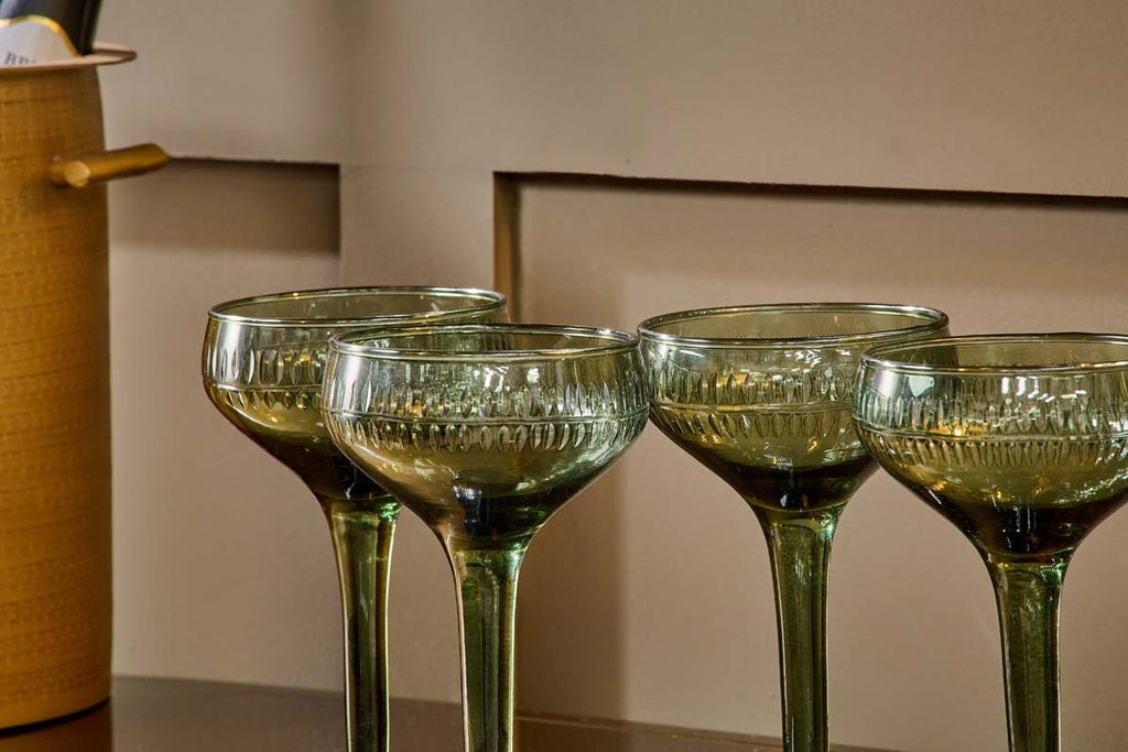 Mila Champagne Glass - Dark Emerald - (Set of 4)