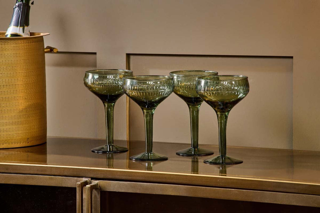 Mila Champagne Glass - Dark Emerald - (Set of 4)
