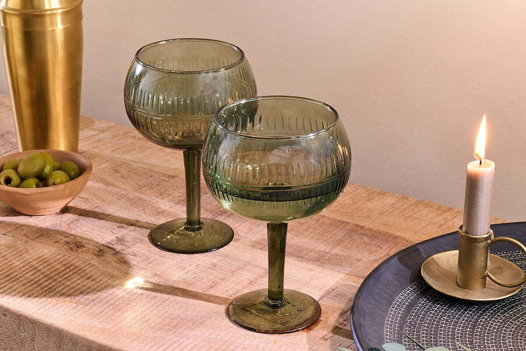 Mila Gin Glass - Dark Emerald - (Set of 2)