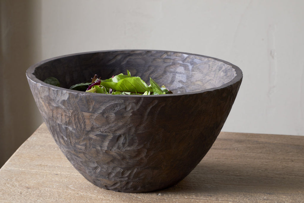 Nyati Wooden Serving Bowl - Dark Brown - Large