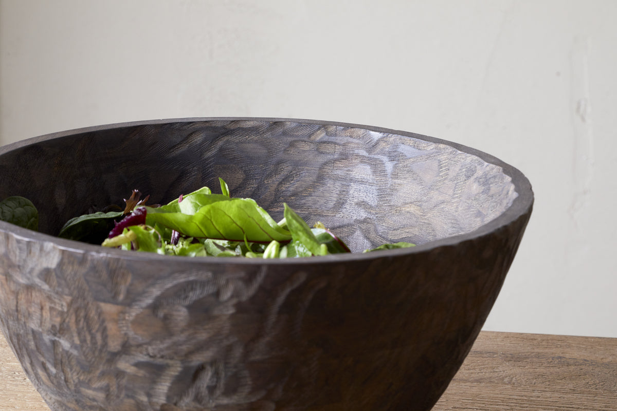 Nyati Wooden Serving Bowl - Dark Brown - Large