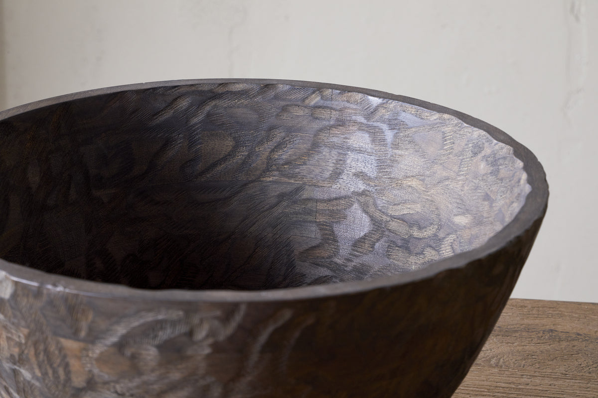 Nyati Wooden Serving Bowl - Dark Brown - Large