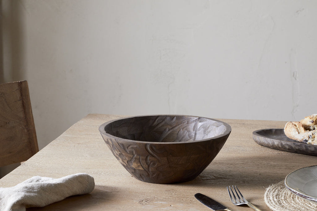 Nyati Wooden Serving Bowl - Dark Brown - Small