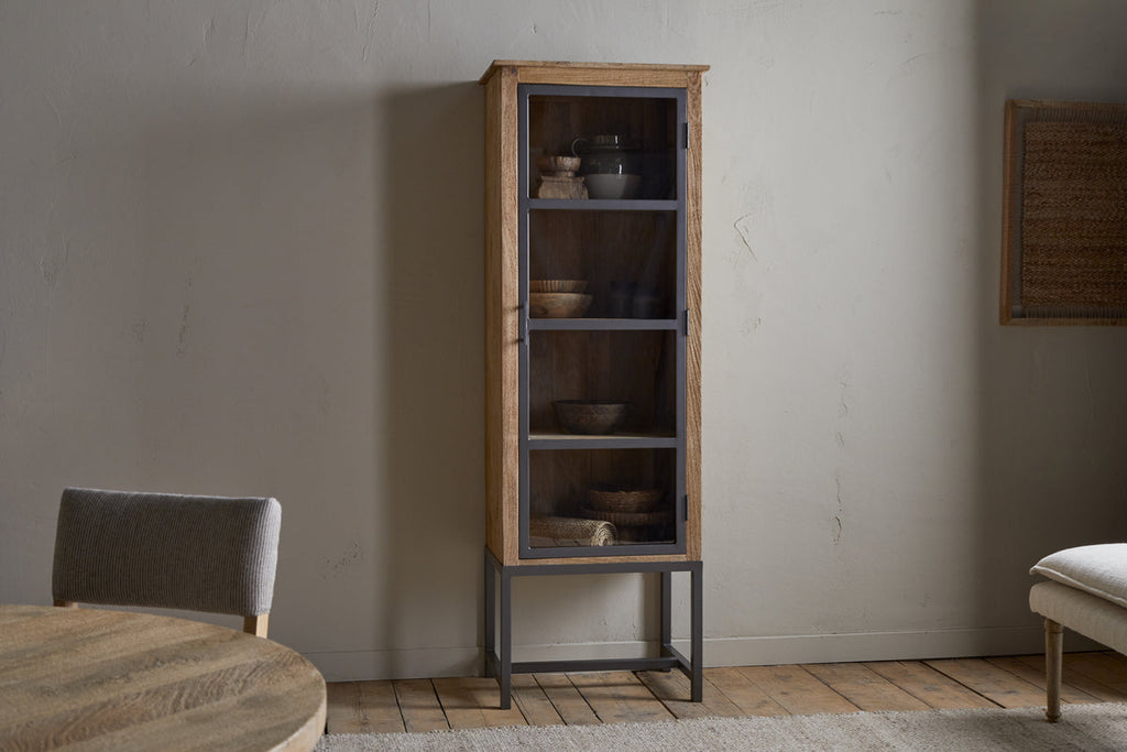Nirvi Mango Wood & Iron Tall Cabinet - Black