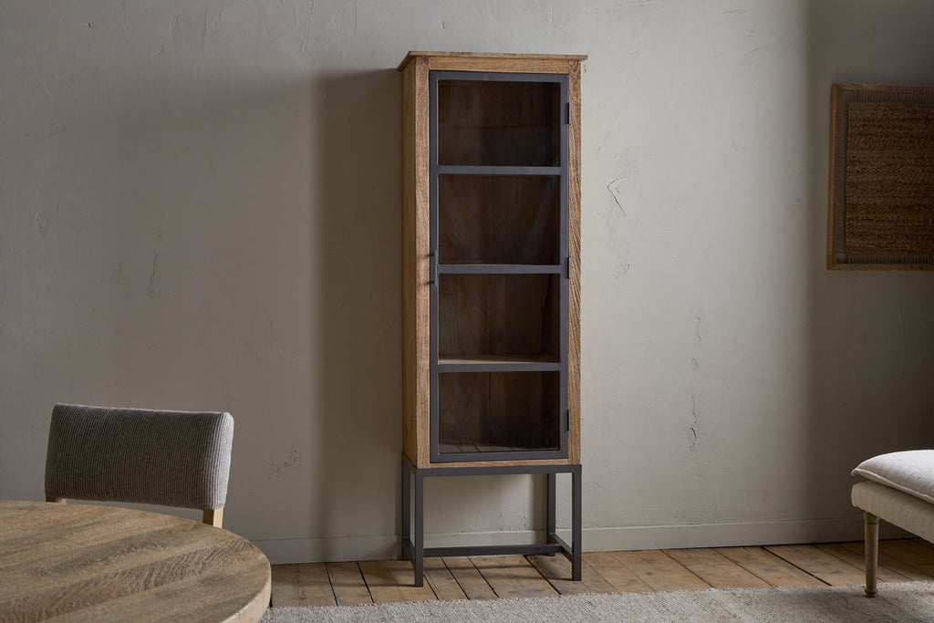 Nirvi Mango Wood & Iron Tall Cabinet - Black