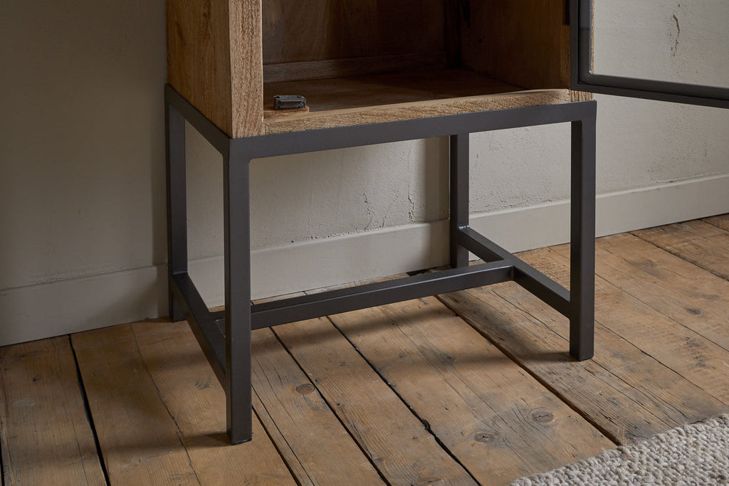 Nirvi Mango Wood & Iron Tall Cabinet - Black