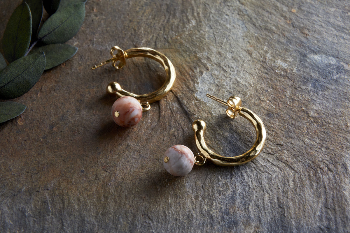 Cerita Rhodochrosite Earrings - Rhodochrosite & Gold