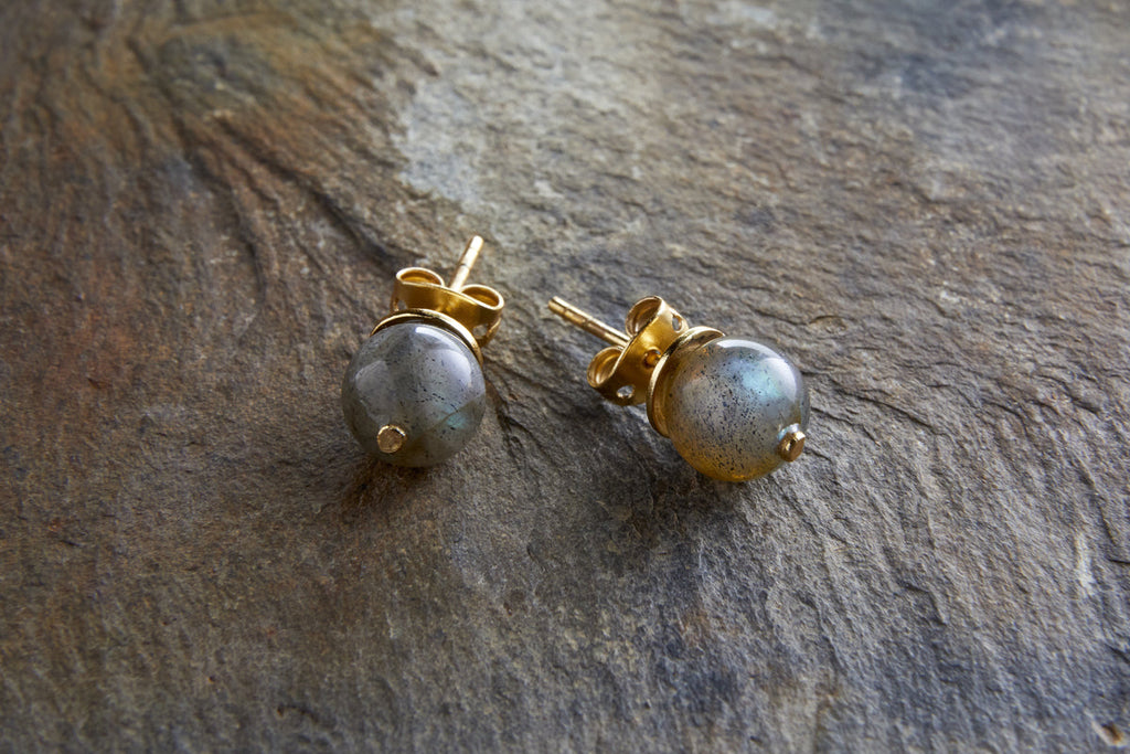 Marai Labradorite Stud Earrings - Labradorite & Gold