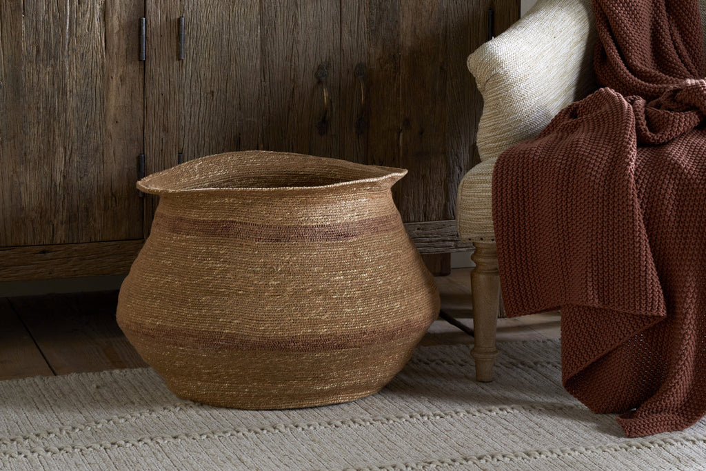 Rana Wide Basket - Natural & Rust