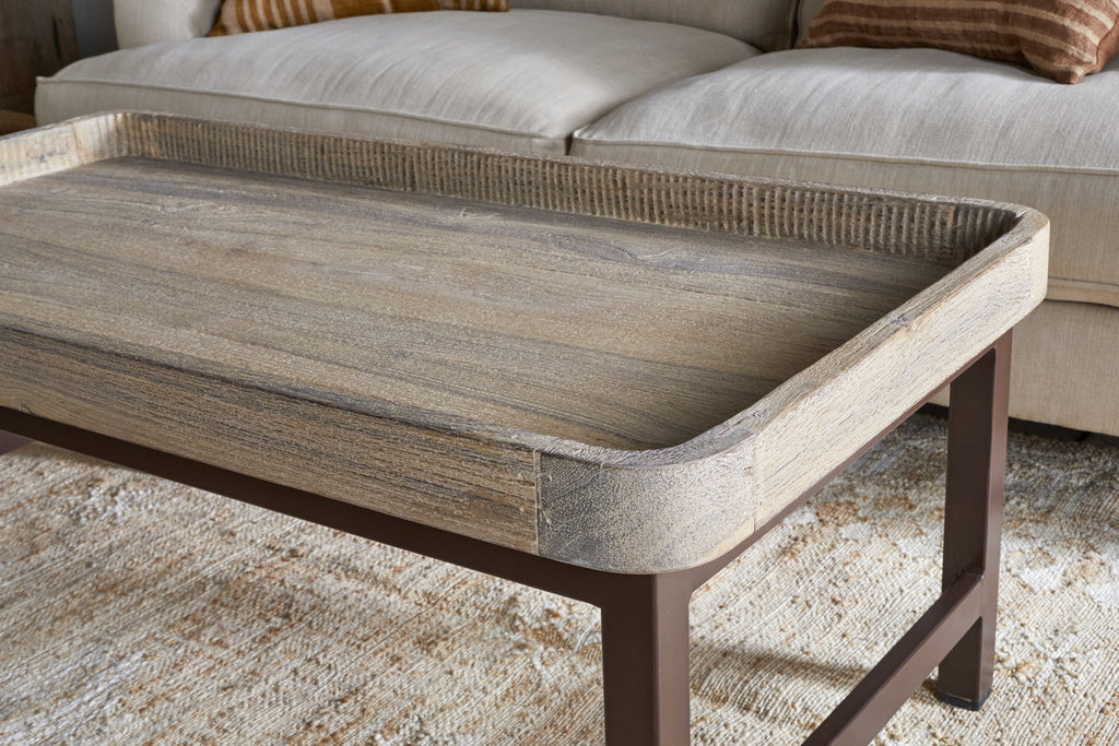 Nisha Reclaimed Wood & Iron Coffee Table - Natural