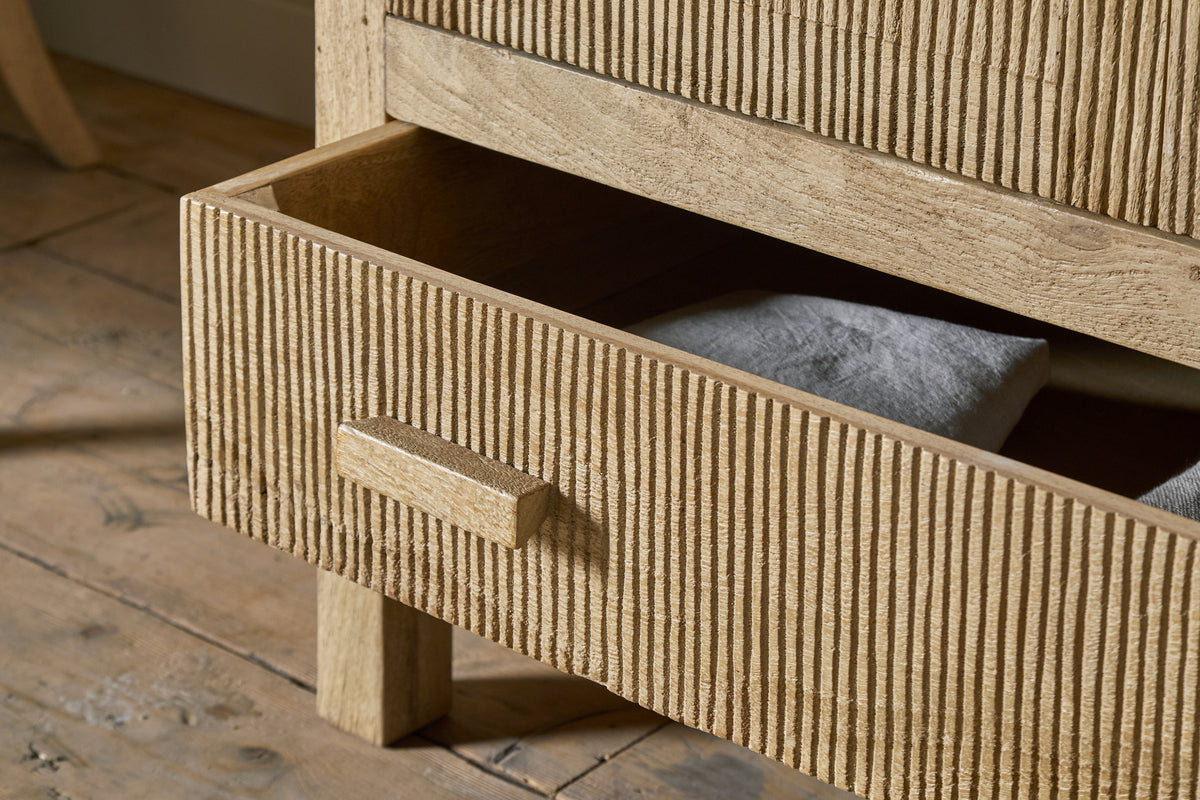 Vivan Grooved Wardrobe - Natural