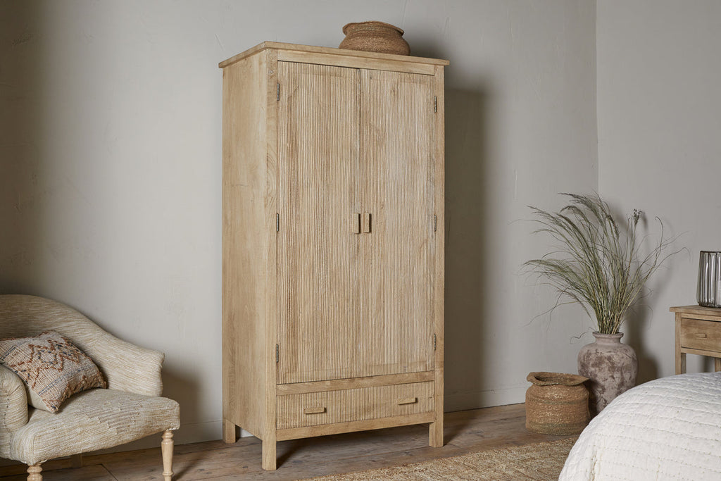 Vivan Grooved Wardrobe - Natural