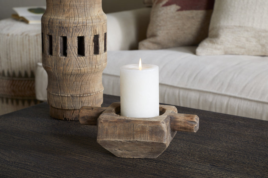 Apu Reclaimed Wood Traditional Candle Holder - Natural
