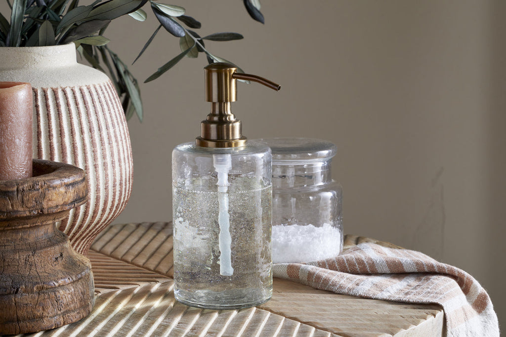 Ilcoso Recycled Hammered Glass Soap Dispenser - Clear
