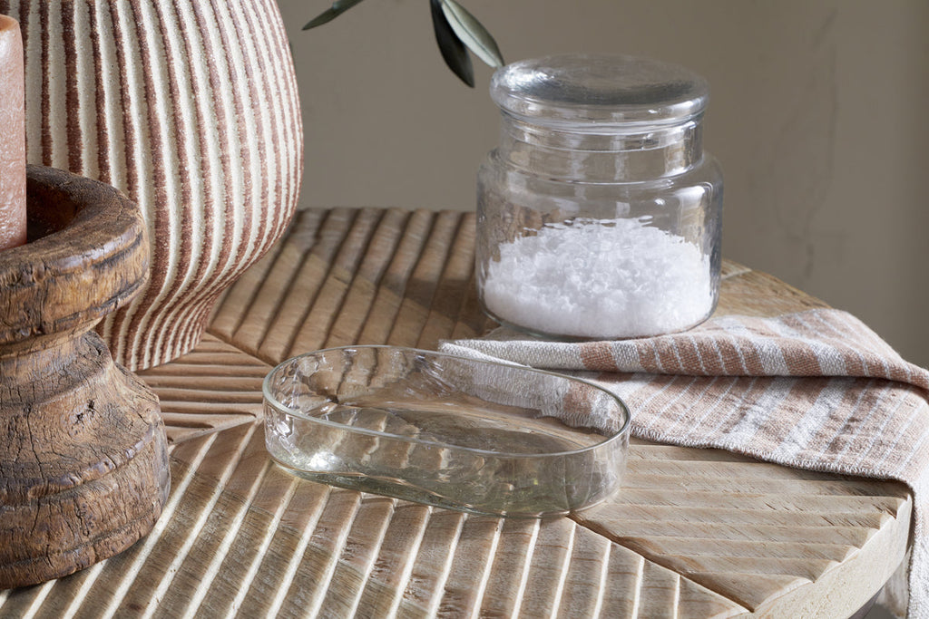 Ilcoso Recycled Hammered Glass Soap Dish - Clear