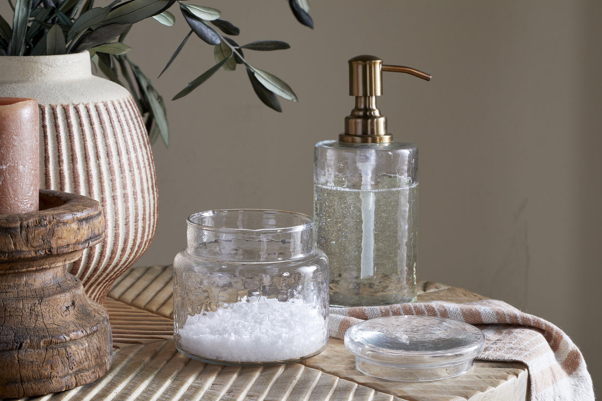 Ilcoso Recycled Hammered Glass Storage Pot - Clear