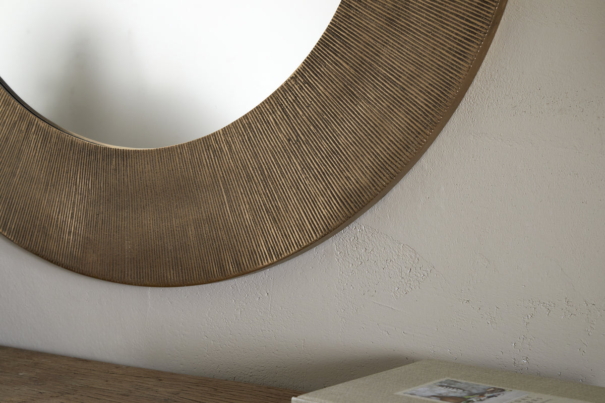 Moto Round Mirror - Antique Brass
