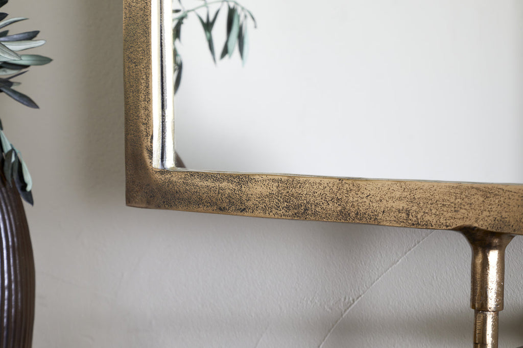 Visala Square Swivel Wall Mirror - Antique Brass - Square