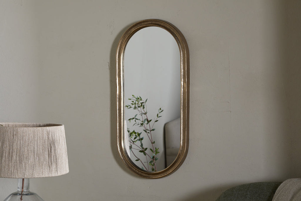 Mbwa Oval Mirror - Antique Brass