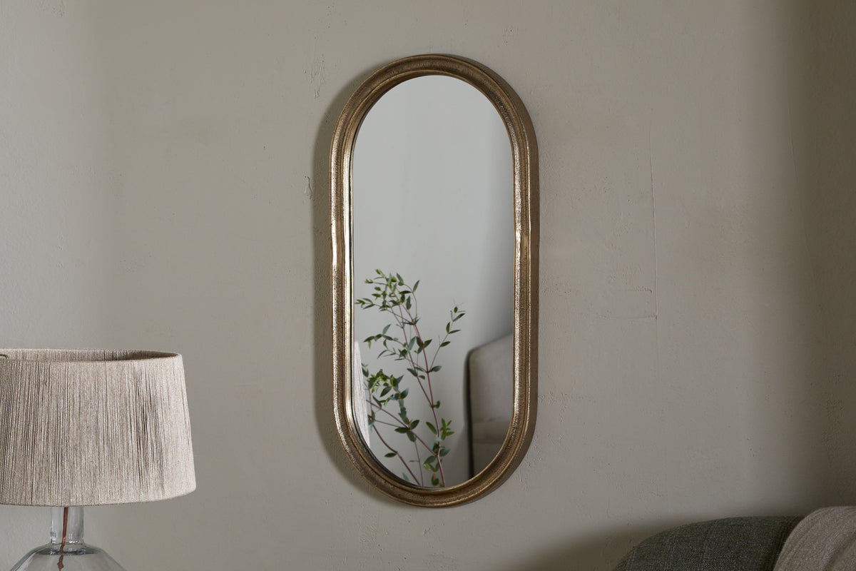 Mbwa Oval Mirror - Antique Brass