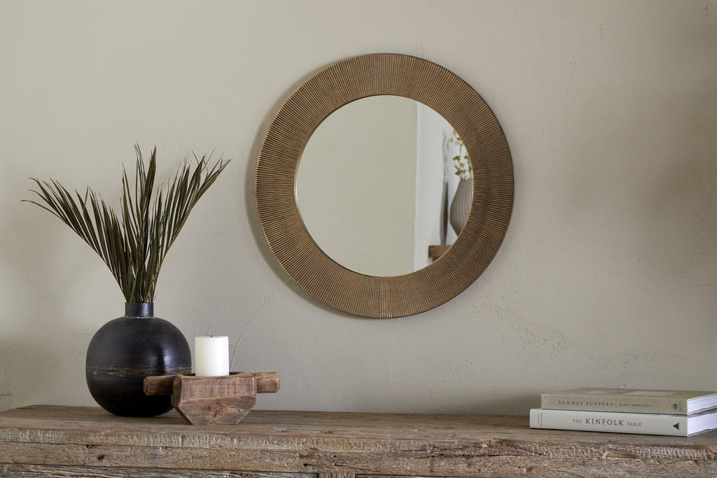 Putali Etched Mirror - Antique Brass