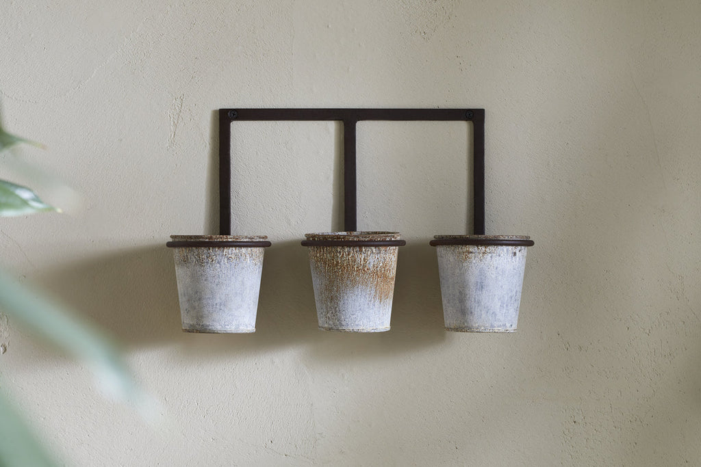 Tukana Triple Wall Hung Planter - Zinc
