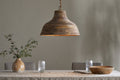 Nadi Grooved Wood Pendant - Natural & Antique Brass